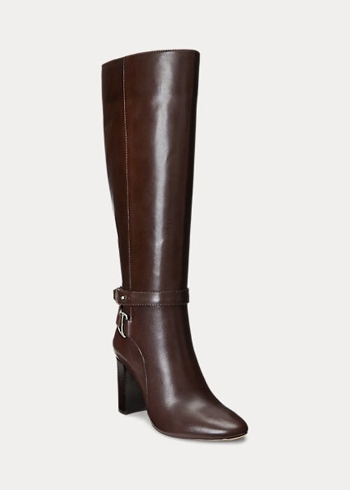 Čokoládové dámské kožené jezdecké boty Ralph Lauren Makenna Čokoládové dámské kožené jezdecké boty Ralph Lauren Makenna