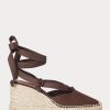 Čokoládový dámský plátěný klín Ralph Lauren Espadrille