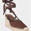 Čokoládový dámský plátěný klín Ralph Lauren Espadrille