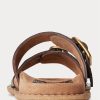 Čokoládové dámské sandály z krokodýlí embosované kůže Ralph Lauren Ezra