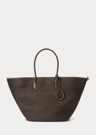 Čokoládové dámské velké kabelky Bellport z kůže Ralph Lauren