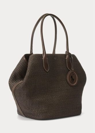 Čokoládové dámské velké kabelky Bellport z kůže Ralph Lauren