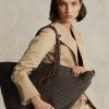 Čokoládové dámské velké kabelky Bellport z kůže Ralph Lauren