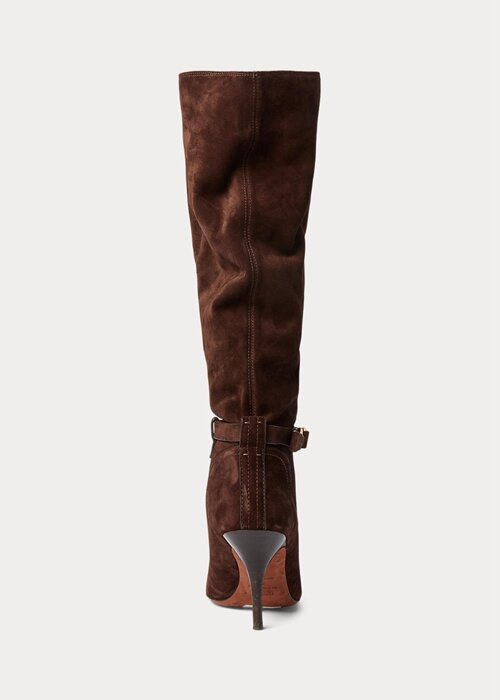 Čokoládové dámské vysoké semišové boty z teletiny Ralph Lauren Zoe Čokoládové dámské vysoké semišové boty z teletiny Ralph Lauren Zoe