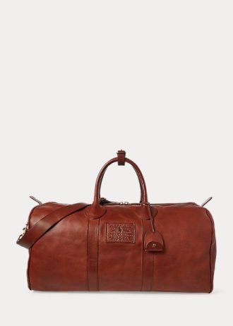 Čokoládové pánské kožené tašky Ralph Lauren Heritage