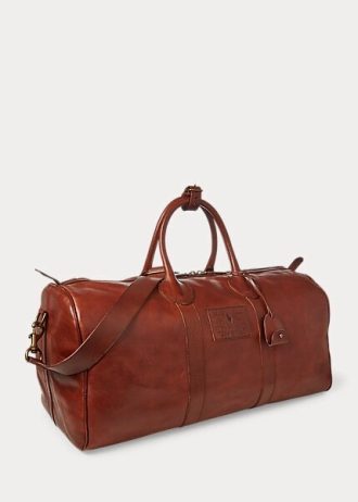 Čokoládové pánské kožené tašky Ralph Lauren Heritage