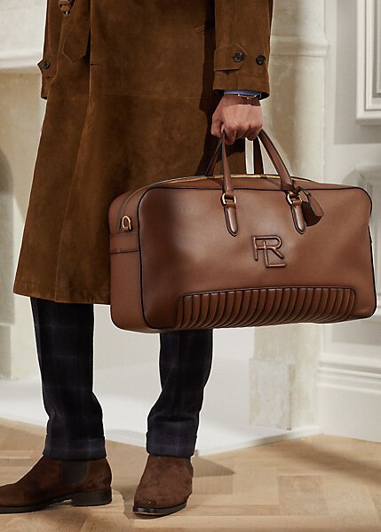 Čokoládové pánské prošívané pytle z teletiny Ralph Lauren Čokoládové pánské prošívané pytle z teletiny Ralph Lauren