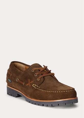 Čokoládové pánské semišové mokasíny Ralph Lauren Ranger
