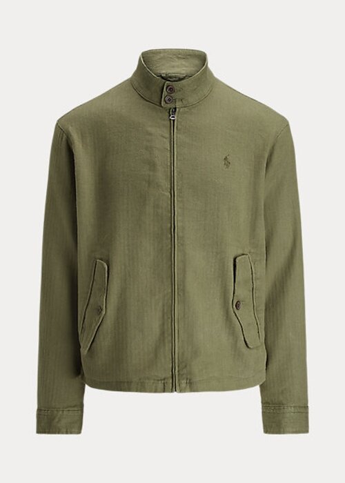 Olive Pánské keprové bundy Ralph Lauren Linen-Blend Rybí kost Olive Pánské keprové bundy Ralph Lauren Linen-Blend Rybí kost