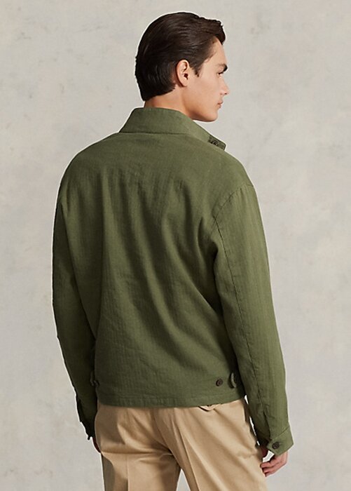 Olive Pánské keprové bundy Ralph Lauren Linen-Blend Rybí kost Olive Pánské keprové bundy Ralph Lauren Linen-Blend Rybí kost