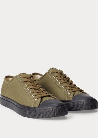 Olive Pánské plátěné tenisky Ralph Lauren
