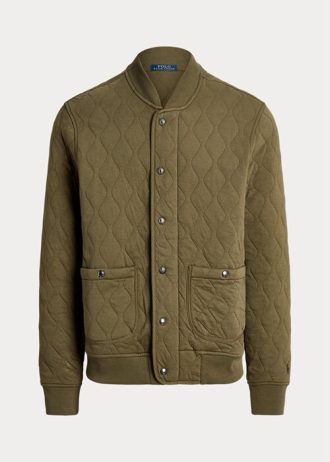 Olive Pánské prošívané luxusní svetry Ralph Lauren