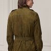 Olive Pánské semišové bundy Ralph Lauren s páskem