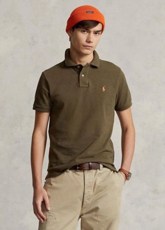 Olive Pánské Slim Fit Mesh Polo trička Ralph Lauren Custom Olive Pánské Slim Fit Mesh Polo trička Ralph Lauren Custom