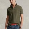 Olive Pánské Slim Fit Mesh Polo trička Ralph Lauren Custom Olive Pánské Slim Fit Mesh Polo trička Ralph Lauren Custom