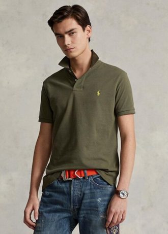 Olive Pánské Slim Fit Mesh Polo trička Ralph Lauren Custom