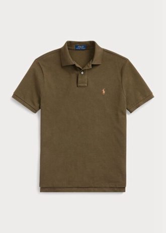 Olive Pánské Slim Fit Mesh Polo trička Ralph Lauren Custom Olive Pánské Slim Fit Mesh Polo trička Ralph Lauren Custom
