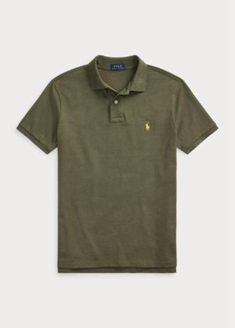 Olive Pánské Slim Fit Mesh Polo trička Ralph Lauren Custom
