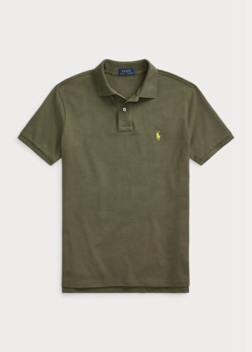 Olive Pánské Slim Fit Mesh Polo trička Ralph Lauren Custom Olive Pánské Slim Fit Mesh Polo trička Ralph Lauren Custom