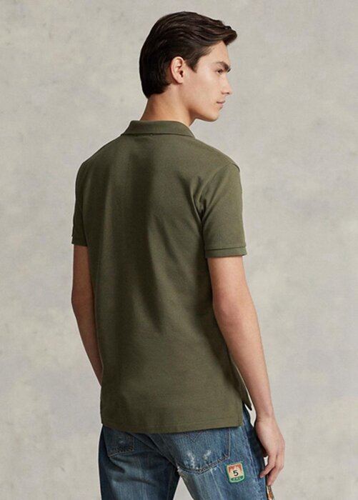 Olive Pánské Slim Fit Mesh Polo trička Ralph Lauren Custom Olive Pánské Slim Fit Mesh Polo trička Ralph Lauren Custom