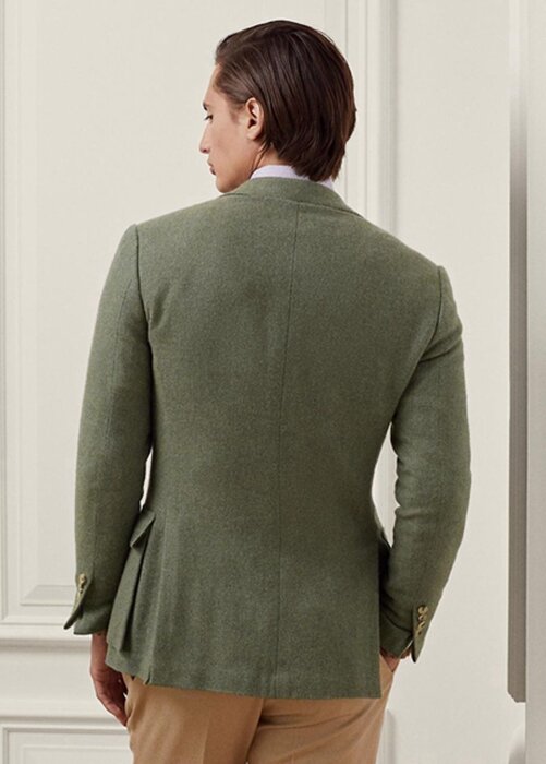 Olive Pánské sportovní sako Ralph Lauren Kent ručně vyráběné kašmírové Olive Pánské sportovní sako Ralph Lauren Kent ručně vyráběné kašmírové