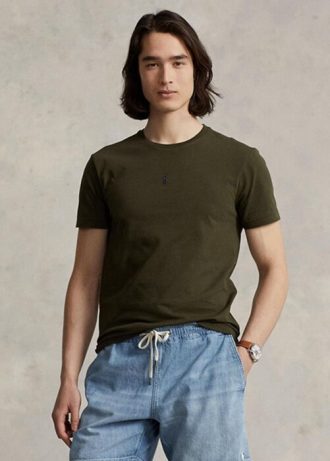Olive Pánská trička Slim Fit Crewneck Ralph Lauren Custom