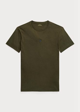 Olive Pánská trička Slim Fit Crewneck Ralph Lauren Custom