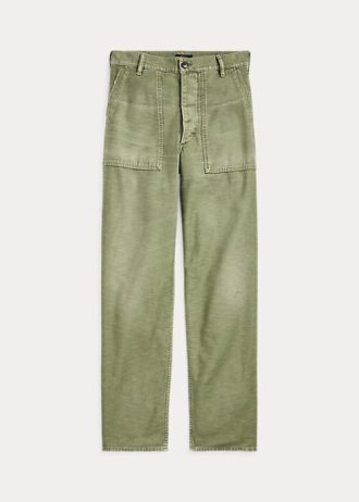Olivové dámské bavlněné saténové kalhoty Ralph Lauren Olivové dámské bavlněné saténové kalhoty Ralph Lauren