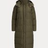 Olivové dámské dlouhé péřové kabáty Ralph Lauren odpuzující vodu Olivové dámské dlouhé péřové kabáty Ralph Lauren odpuzující vodu