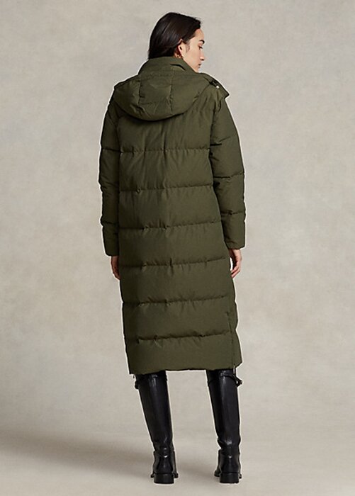 Olivové dámské dlouhé péřové kabáty Ralph Lauren odpuzující vodu Olivové dámské dlouhé péřové kabáty Ralph Lauren odpuzující vodu