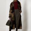 Olivové dámské kabáty Ralph Lauren Harmon Patchwork Shearling