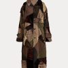 Olivové dámské kabáty Ralph Lauren Harmon Patchwork Shearling