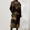 Olivové dámské kabáty Ralph Lauren Harmon Patchwork Shearling
