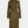 Olivové dámské kabáty Ralph Lauren Romilly Lamb-Suede Olivové dámské kabáty Ralph Lauren Romilly Lamb-Suede