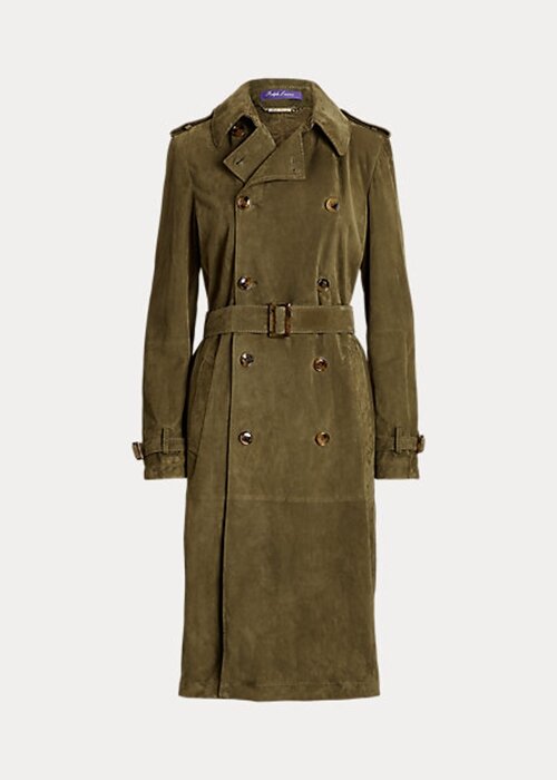 Olivové dámské kabáty Ralph Lauren Romilly Lamb-Suede Olivové dámské kabáty Ralph Lauren Romilly Lamb-Suede