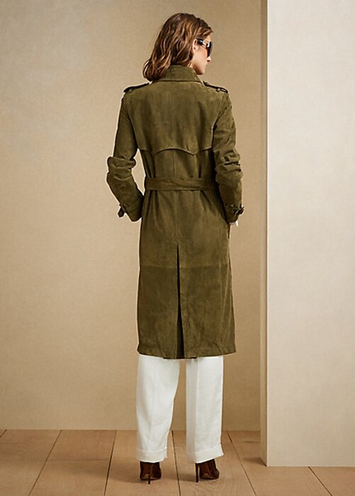 Olivové dámské kabáty Ralph Lauren Romilly Lamb-Suede Olivové dámské kabáty Ralph Lauren Romilly Lamb-Suede