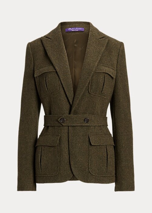 Olivové dámské keprové bundy Ralph Lauren Rhodri Wool-Blend Olivové dámské keprové bundy Ralph Lauren Rhodri Wool-Blend
