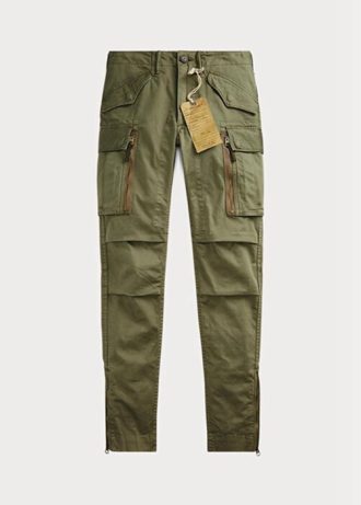 Olivové dámské strečové úzké kalhoty Cargo Ralph Lauren
