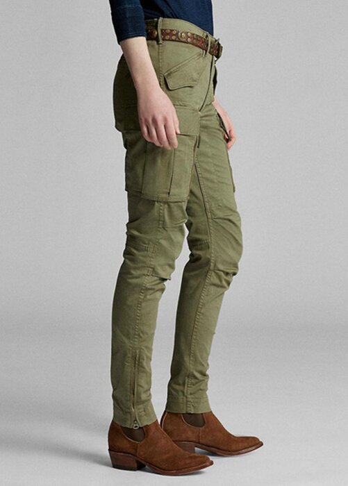Olivové dámské strečové úzké kalhoty Cargo Ralph Lauren Olivové dámské strečové úzké kalhoty Cargo Ralph Lauren