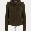 Olivové dámské svetry ze síťoviny Ralph Lauren s trychtýřovým výstřihem