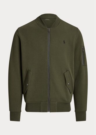 Olivové pánské bundy Ralph Lauren Double-Knit Bomber
