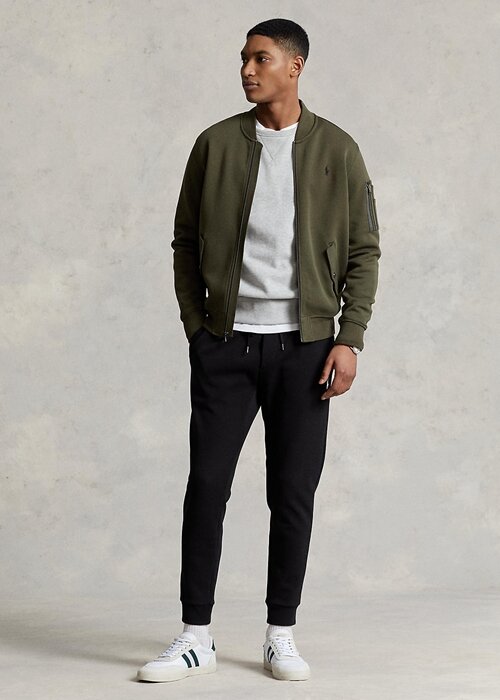 Olivové pánské bundy Ralph Lauren Double-Knit Bomber Olivové pánské bundy Ralph Lauren Double-Knit Bomber