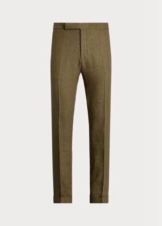 Olivové pánské kalhoty k lněnému obleku Ralph Lauren Gregory