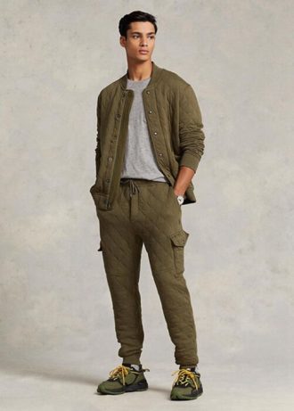Olivové pánské kalhoty Ralph Lauren Luxury Jersey Cargo Jogger