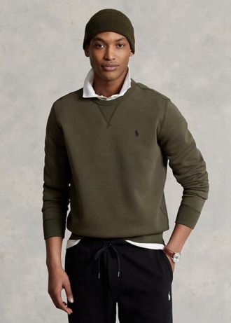 Olivová pánská mikina Ralph Lauren Marled s dvojitým úpletem