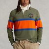 Olivové pánské pruhované ragbyové polokošile Ralph Lauren Classic Fit Olivové pánské pruhované ragbyové polokošile Ralph Lauren Classic Fit