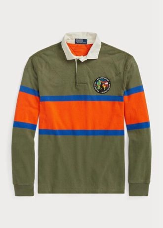 Olivové pánské pruhované ragbyové polokošile Ralph Lauren Classic Fit Olivové pánské pruhované ragbyové polokošile Ralph Lauren Classic Fit