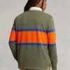 Olivové pánské pruhované ragbyové polokošile Ralph Lauren Classic Fit Olivové pánské pruhované ragbyové polokošile Ralph Lauren Classic Fit