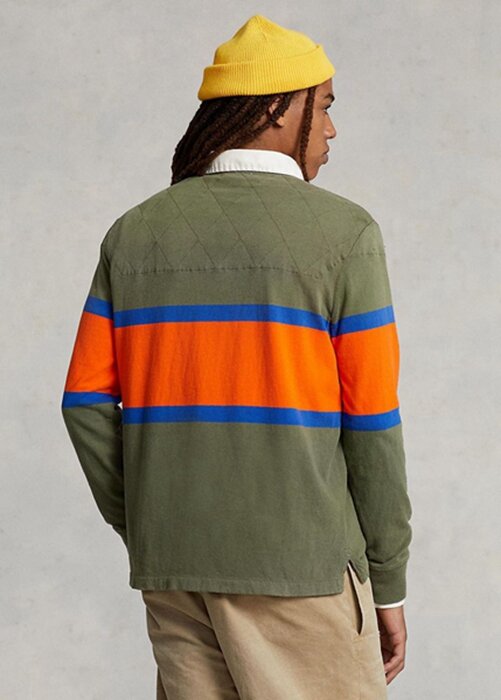 Olivové pánské pruhované ragbyové polokošile Ralph Lauren Classic Fit Olivové pánské pruhované ragbyové polokošile Ralph Lauren Classic Fit