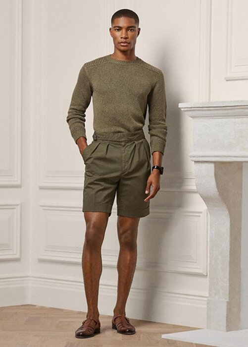Olivové pánské strečové šortky Ralph Lauren Tailored Chino Olivové pánské strečové šortky Ralph Lauren Tailored Chino